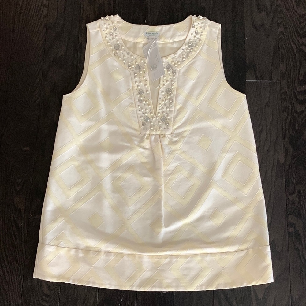 Kate Spade Cream and Yellow Jewel Embellished Tunic